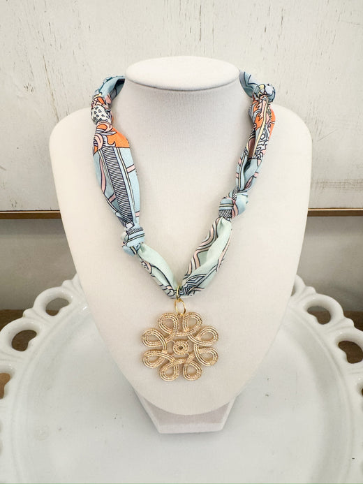 Louisa Beaded Cross Scarf Necklace