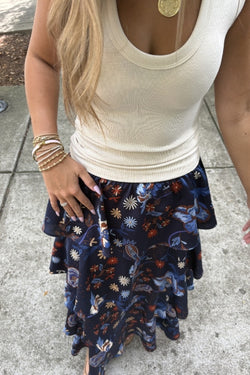 Tiered Floral Maxi Skirt