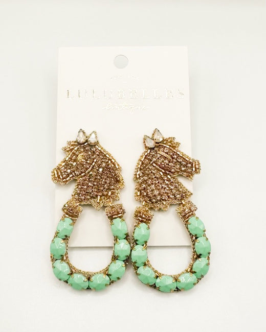 Derby Lucky Filly Beaded Earrings