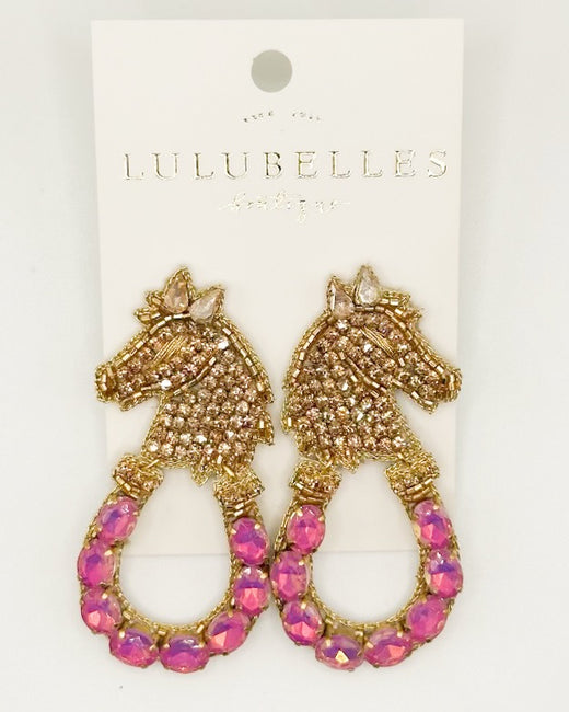 Derby Lucky Filly Beaded Earrings