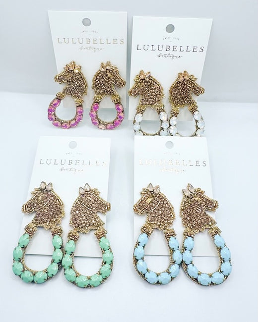Derby Lucky Filly Beaded Earrings