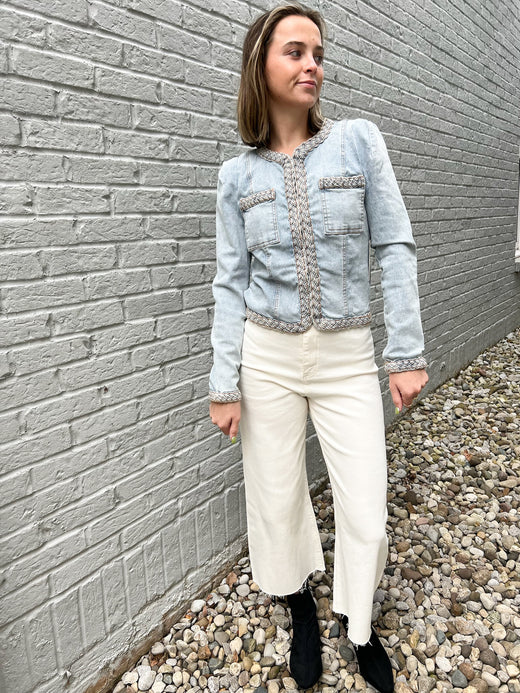 Braided Trim Jean Jacket