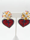 Sacred Heart Hand Beaded Earrings