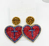 Sacred Heart Hand Beaded Earrings