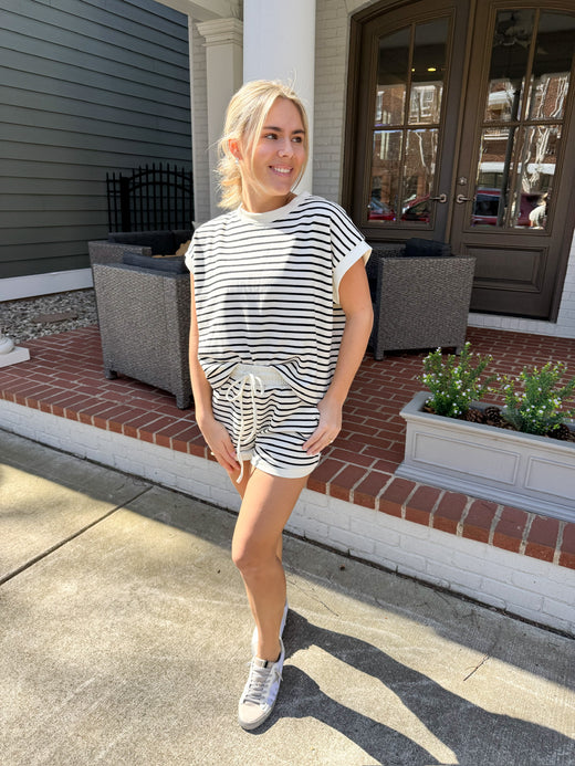 Striped Terry Top & Short Set