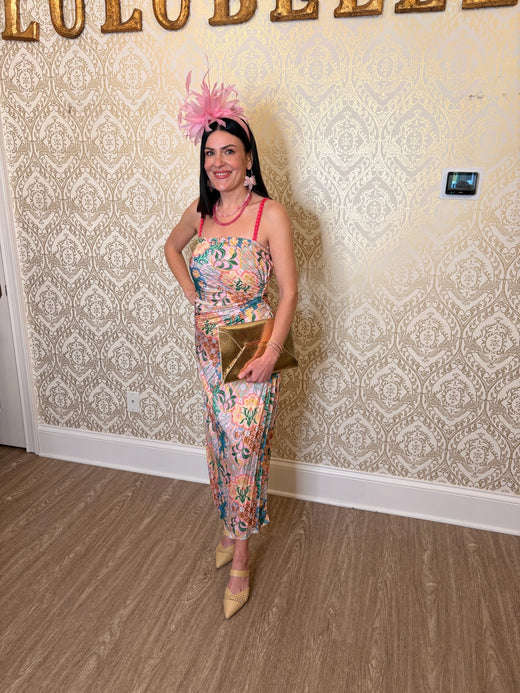 Garden Party Pleated Satin Dress