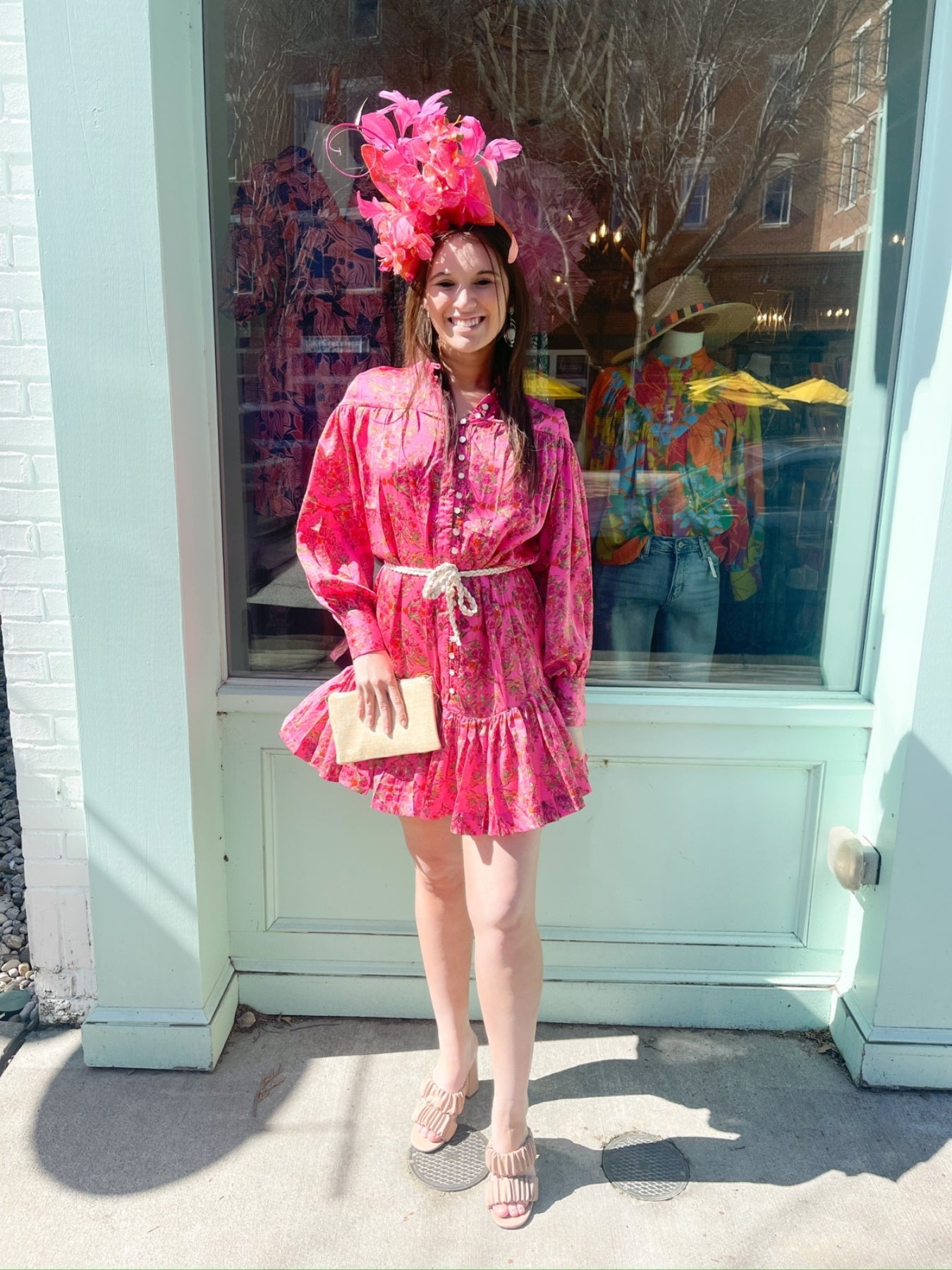 Floral Satin Rope Tie Dress