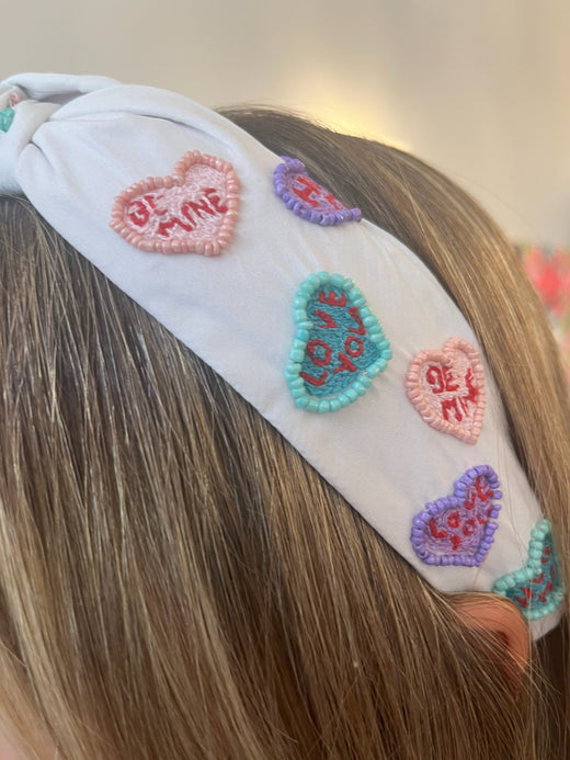 White Colorful Heart Headband