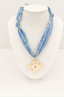 Skies Are Blue Scarf Charm Necklace