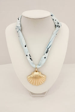 Gold Shell Scarf Charm Necklace