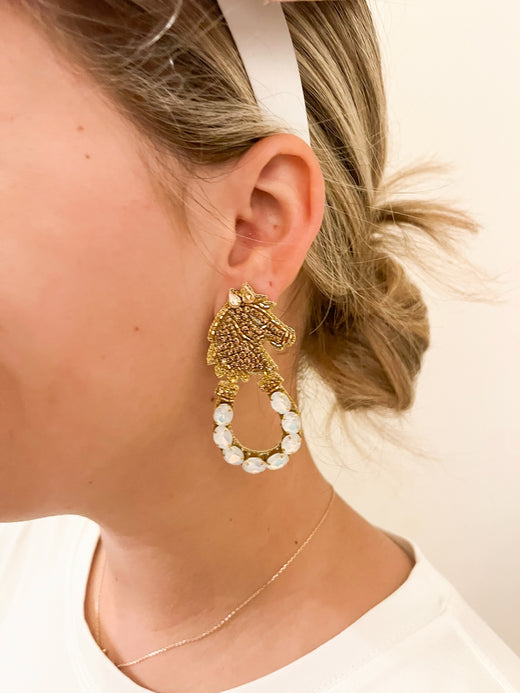 Derby Lucky Filly Beaded Earrings