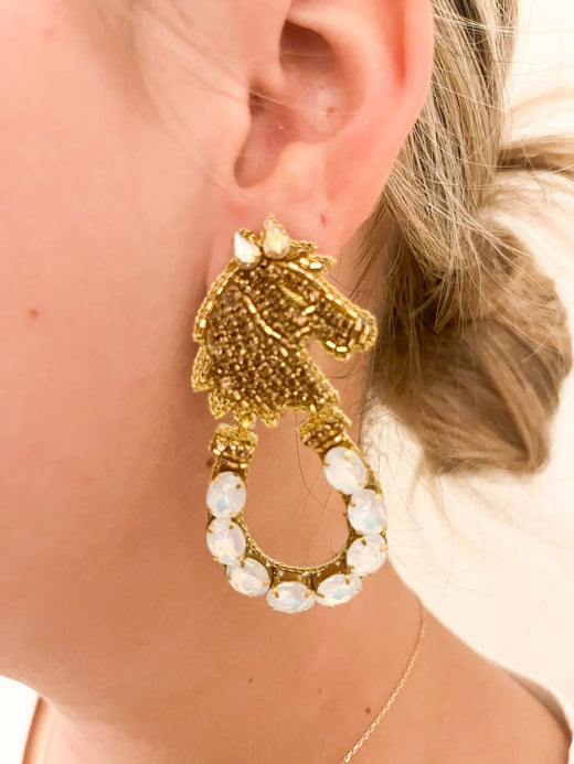 Derby Lucky Filly Beaded Earrings
