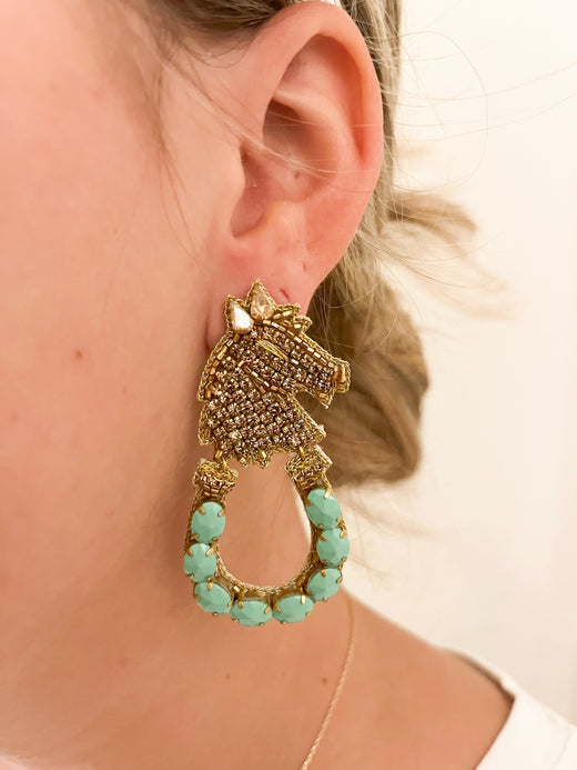 Derby Lucky Filly Beaded Earrings