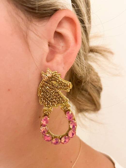 Derby Lucky Filly Beaded Earrings
