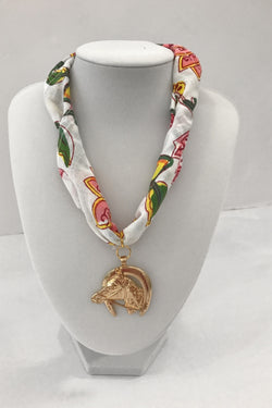 Horse and Horseshoe Scarf Charm Necklace