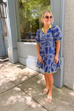 Geometric Navy Dress