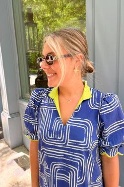 Geometric Navy Dress