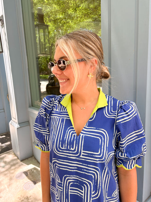 Geometric Navy Dress