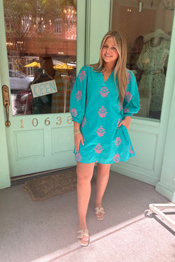 Mint Embroidered  Dress