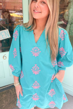 Mint Embroidered  Dress