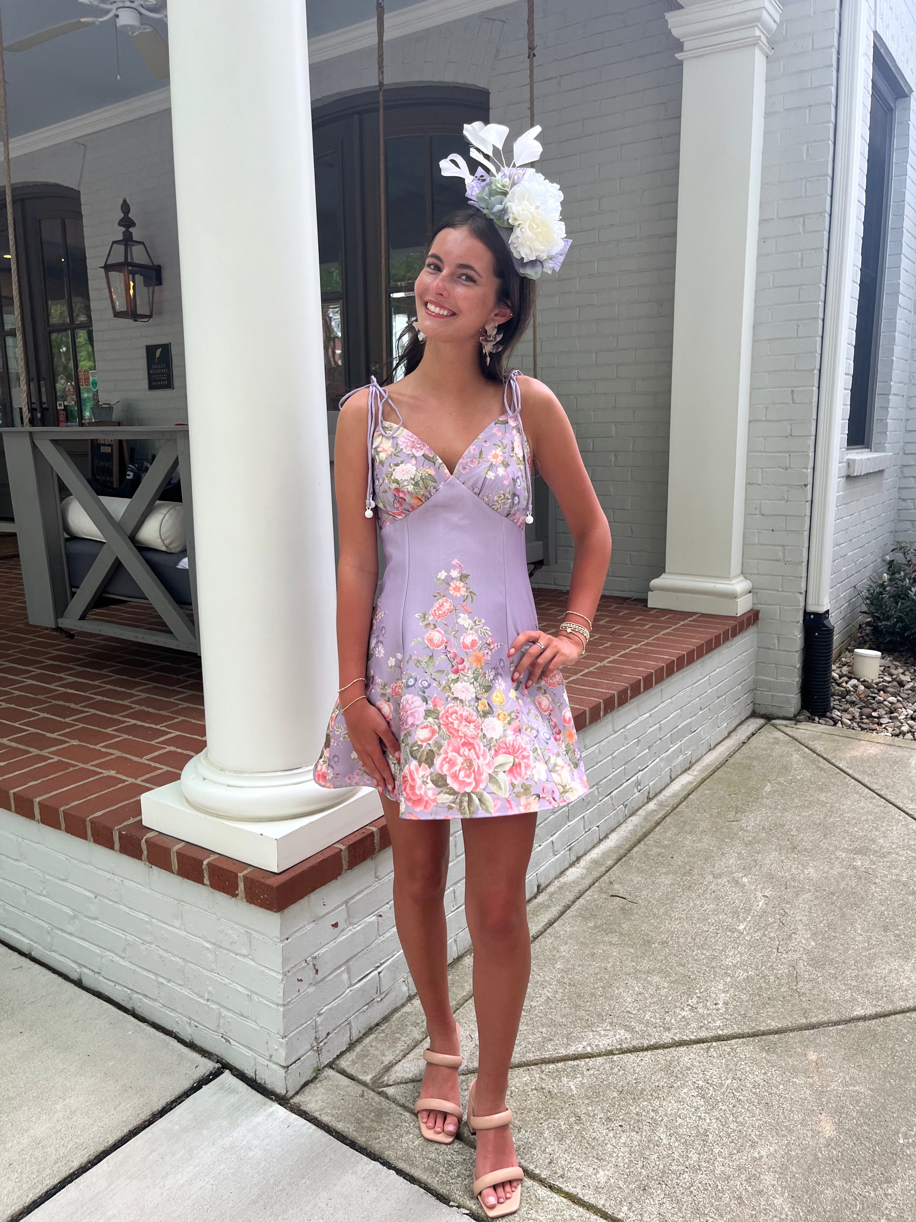 Lavender Satin Mini Flare Dress