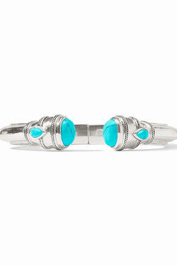 Julie Vos, Cannes Demi Cuff - Turquoise Blue - Silver