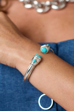 Julie Vos, Cannes Demi Cuff - Turquoise Blue - Silver