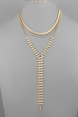 3 Layer Long Geometric Chain Necklace