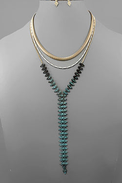 3 Layer Long Geometric Chain Necklace