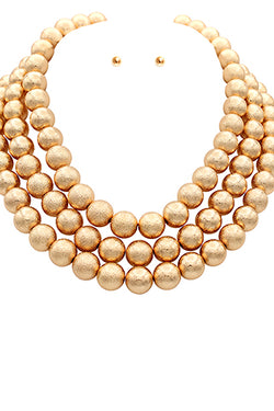 3 Row Textured ball Necklace Set