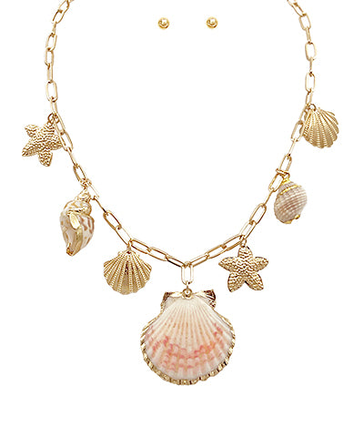 Starfish & Shell Charm Necklace