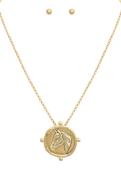 Embossed Coin Pendant Necklace