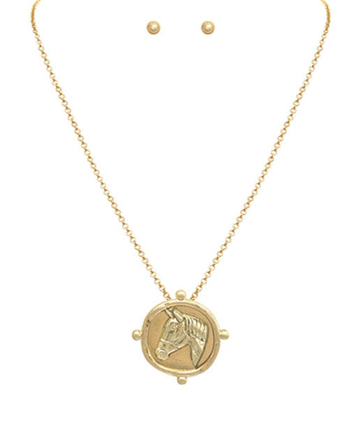 Embossed Coin Pendant Necklace