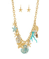 Seashell & Coral Sea Life Pendant Necklace Set