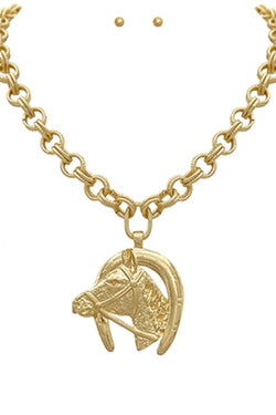 Horse & Horseshoe Necklace