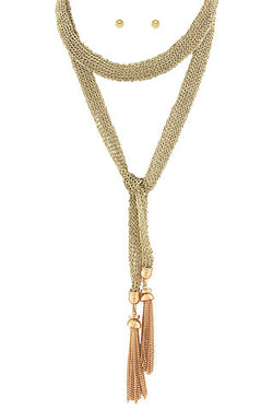 Mesh w/Tassel Long Necklace