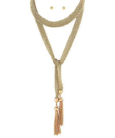 Mesh w/Tassel Long Necklace