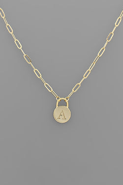 Padlock Initial Necklace