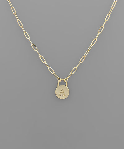 Padlock Initial Necklace