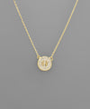 Gold Pave Circle Initial Necklace