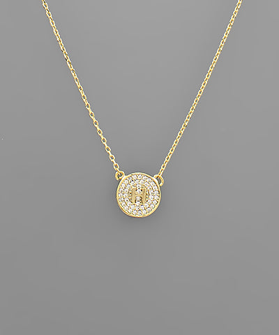 Gold Pave Circle Initial Necklace