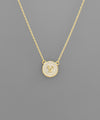 Gold Pave Circle Initial Necklace