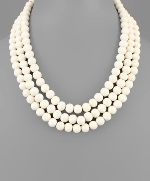 3 Row Wooden Bead necklace