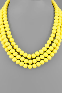 3 Row Wooden Bead necklace