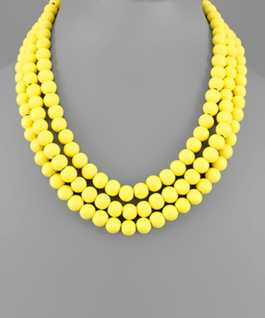 3 Row Wooden Bead necklace
