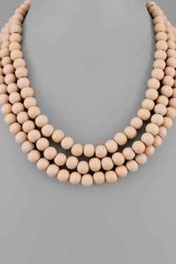 3 Row Wooden Bead necklace