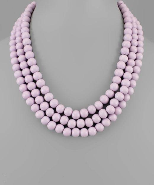3 Row Wooden Bead necklace