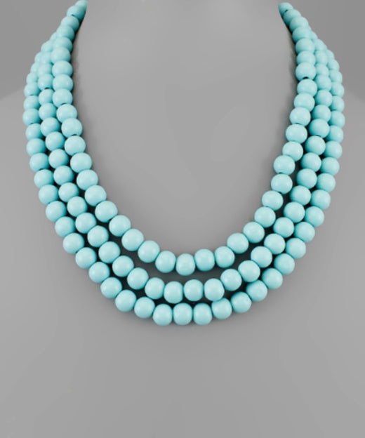 3 Row Wooden Bead necklace