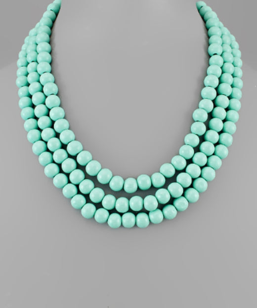 3 Row Wooden Bead necklace