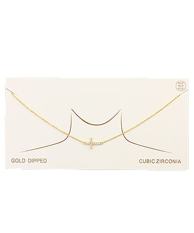 CZ Sideway Cross Necklace